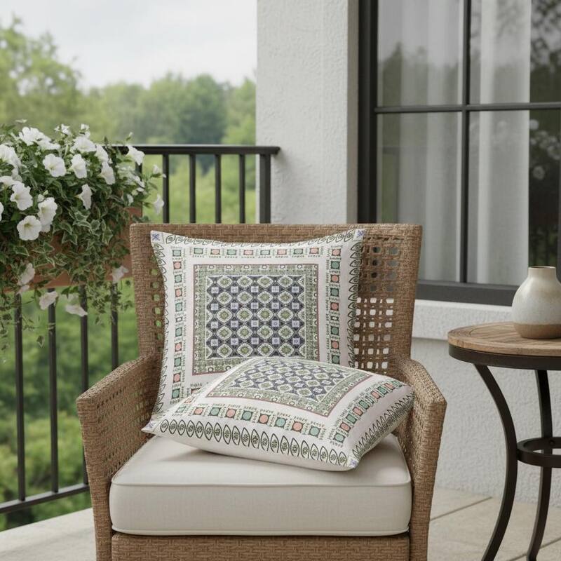 HomeRoots Set of Two 16" X 16" Blue and White Blown Seam Floral Indoor Outdoor Throw Pillow - 16.00' X '16.00' X '5.00 - Blue/White - 16.00' X '16.00' X '5.00