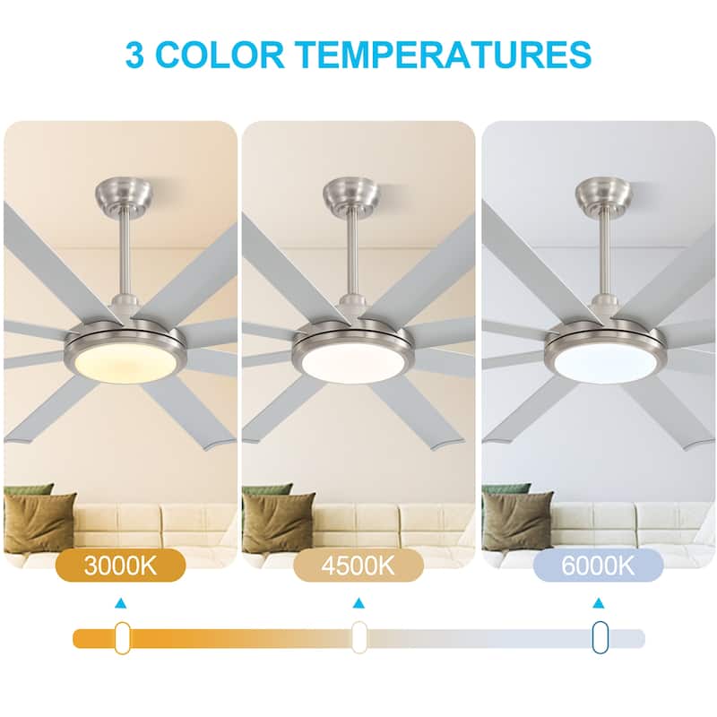 MLiAN 120 In. 8 Aluminium Blades Indoor Ceiling Fan with LED Light - 120"