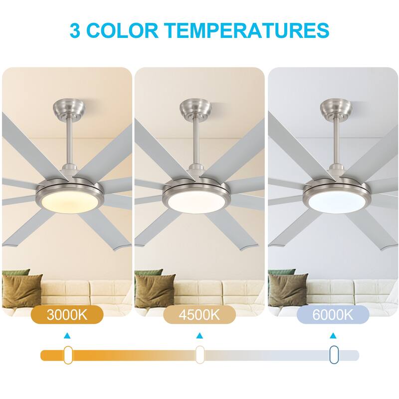 WINGBO 64" and 72" and 80" and 96" Indoor Ceiling Fan with LED Light and Remote