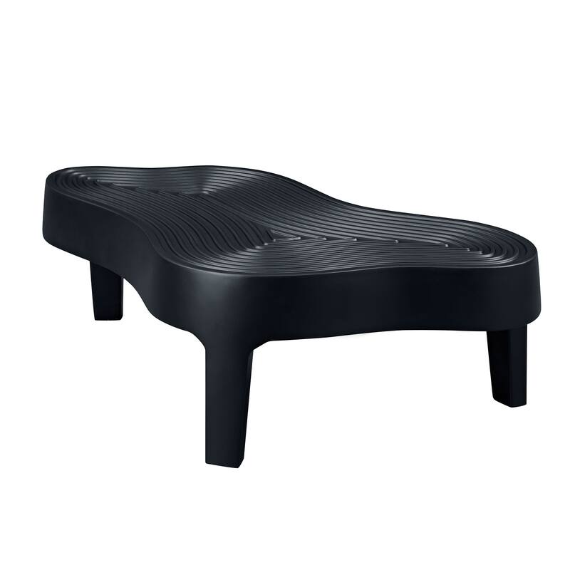 Modern Fiberglass Coffee Table Apartment Irregular Center Table with Matte Black Relief, for Living Room