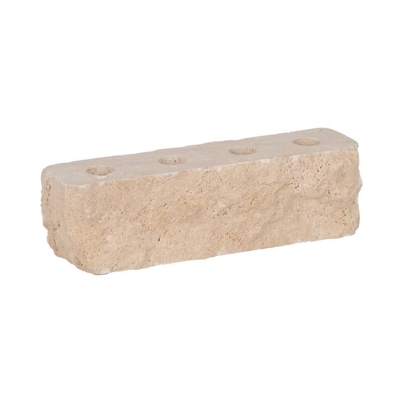 Tan 10 in. Travertine Modern Live Edge 4-Taper Candle Holder - 10.0"