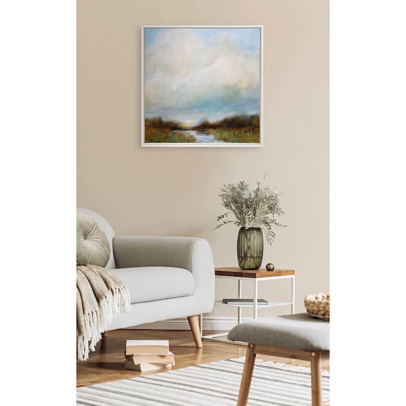 Kate and Laurel Sylvie Tranquility Framed Canvas by Mary Sparrow