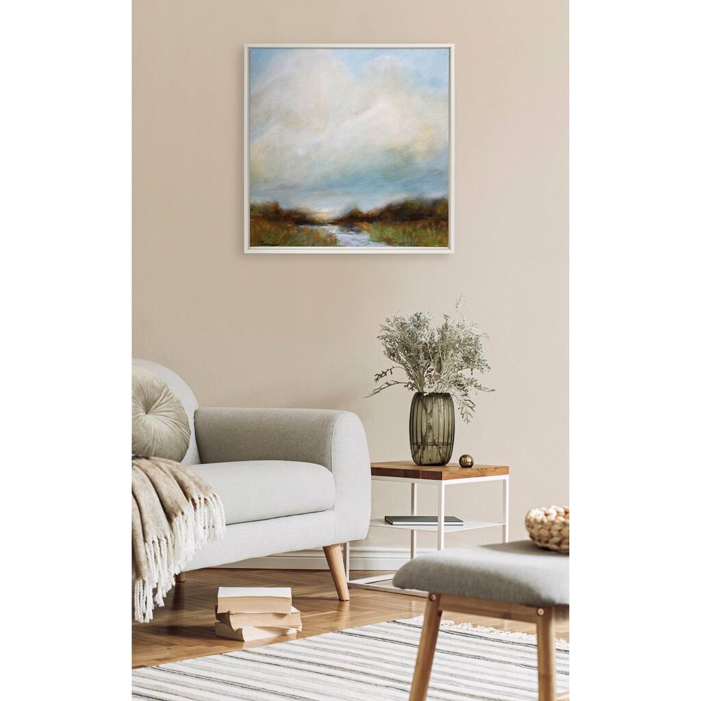 Kate and Laurel Sylvie Tranquility Framed Canvas by Mary Sparrow