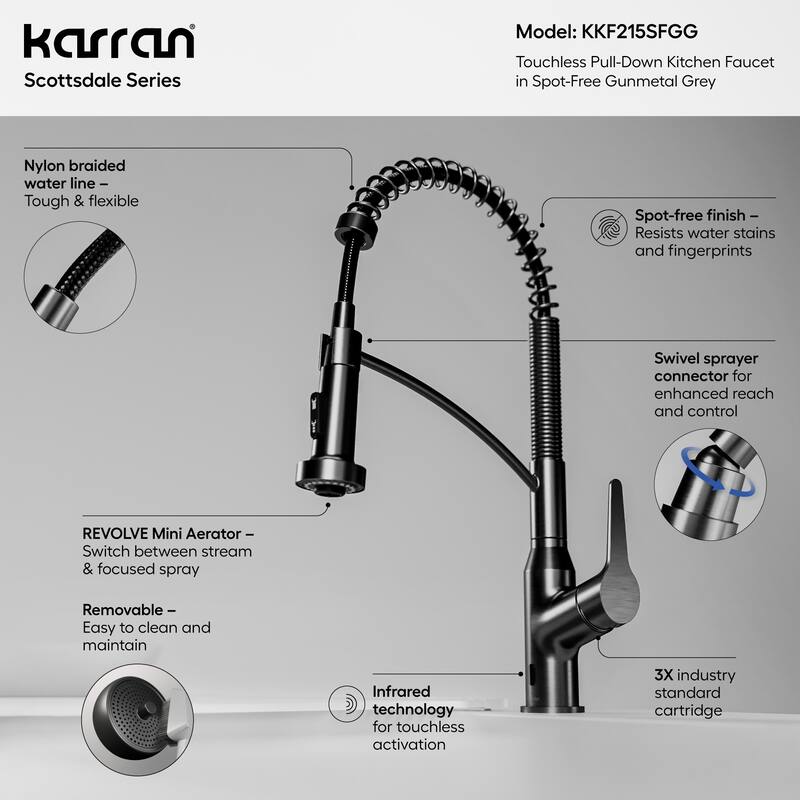 Karran Scottsdale Single-Handle Pull-Down Sprayer Touchless Kitchen Faucet