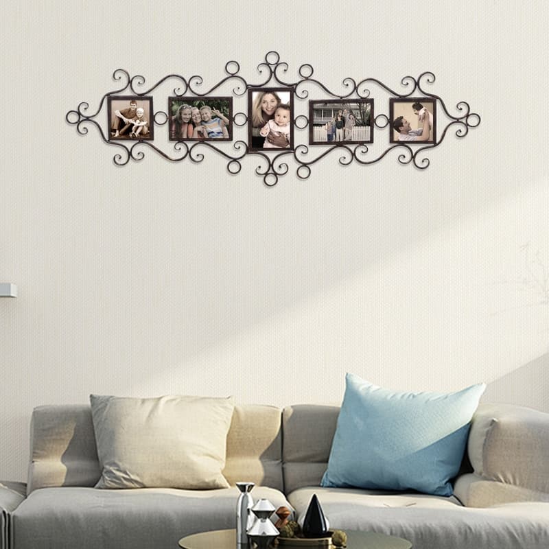 Adeco 5 Openings Metal Filigree Wall Hanging Collage Pic Photo Frame