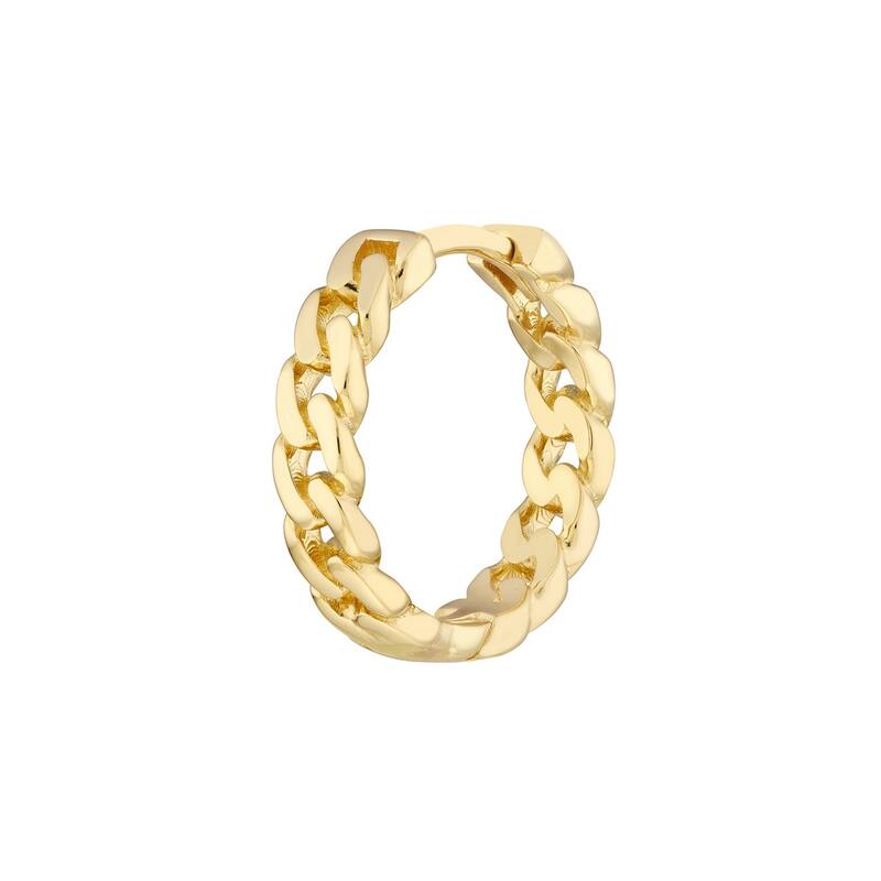 Curata 14k Yellow Gold 15x4mm Curb Pattern Hinged Hoop Earrings