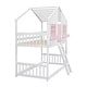preview thumbnail 12 of 22, Artsy Twin over Twin Wood House Roof Bunk Bed with Roof, Window Box, Door, Safety Guardrails and Ladder