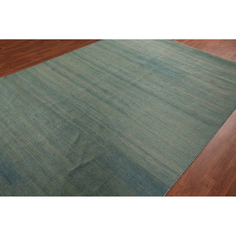 Oriental Green & Blue Modern Gabbeh Area Rug Handmade Wool Carpet - 6'6" x 9'9"