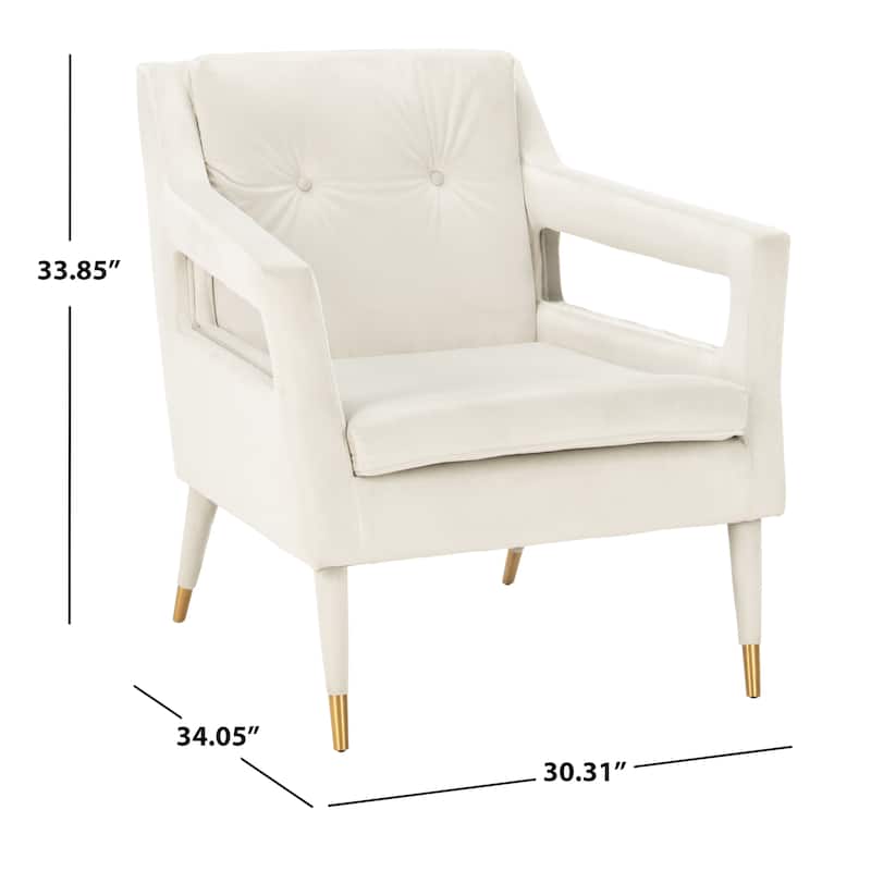 SAFAVIEH Amber Tufted Velvet Accent Chair - 30.3" x 34.1" x 33.9" - 30Wx34Dx34H