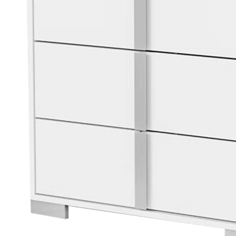 Suni Tall Dresser Chest, Glossy White Wood with UV Finish, 5 Drawers