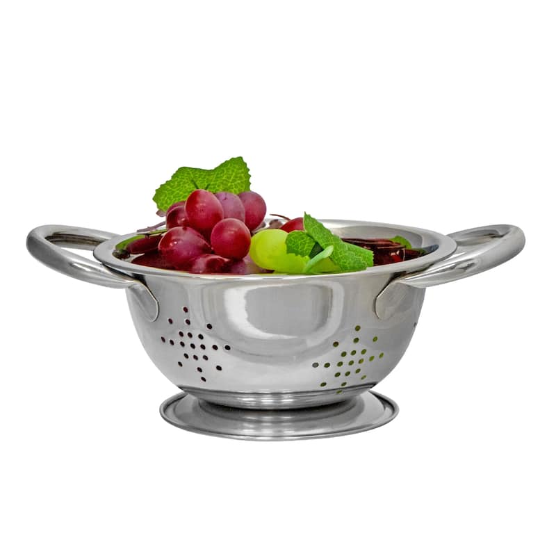 IH Casa Decor Stainless Steel Colander With Handles 6.25" - Set of 2 - Silver
