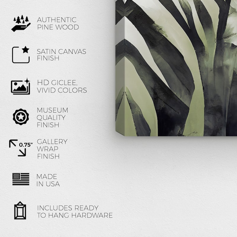 Wynwood Studio Canvas Floral and Botanical Jungle Fern Fade II Green and Army Green Modern & Contemporary Wall Art Canvas Print