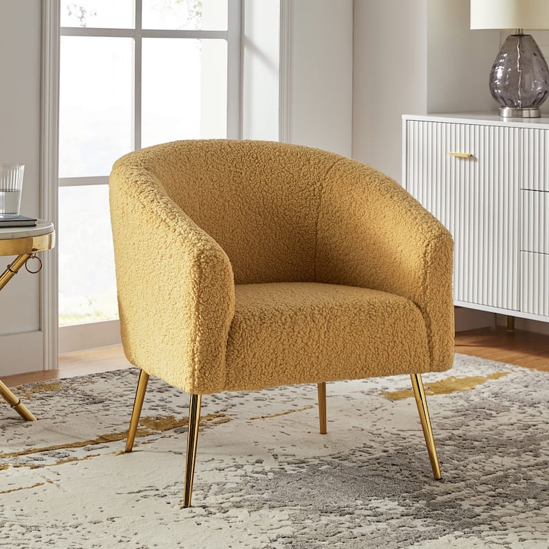Rovigo Modern Upholstered Living Room Accent Barrel Chair with Metal Legs by HULALA HOME