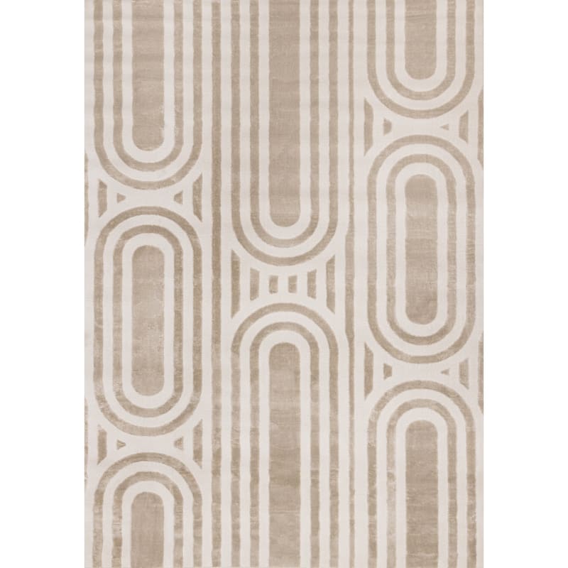 Neutral Cream Beige Arches Modern Area Rug, 5'3" x 7'7"