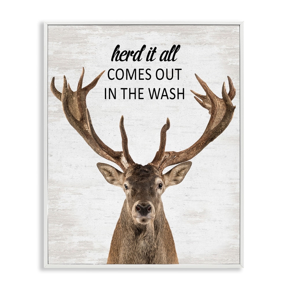 Stupell Herd It Comes Out In Wash Framed Giclee Art Design By Lettered and Lined