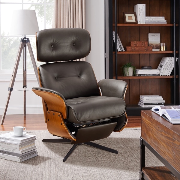 Art Leon Mid century Modern Genuine Leather Lounge Chair Recliner On Sale Bed Bath Beyond 37779909