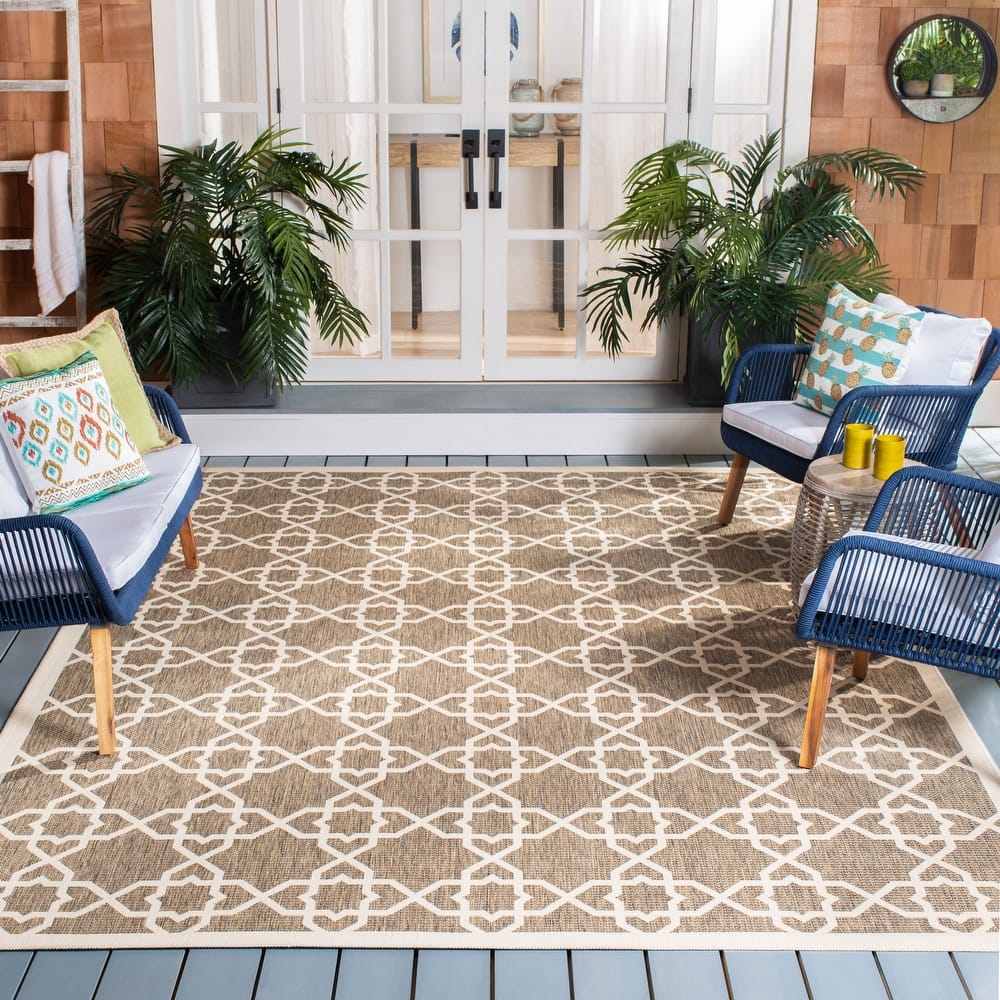 SAFAVIEH Courtyard Hanifa Trellis Indoor/ Outdoor Waterproof Patio Backyard Rug