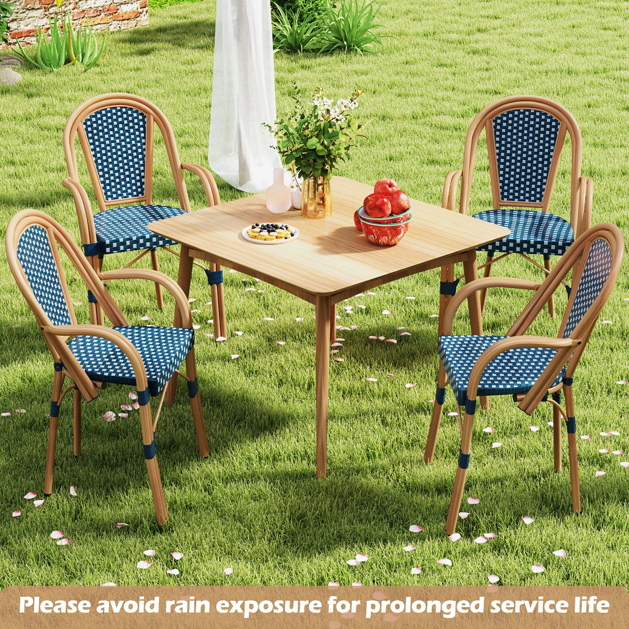 Gymax Outdoor French Bistro Chairs 4 PCS w/ Armrests Galvanized
