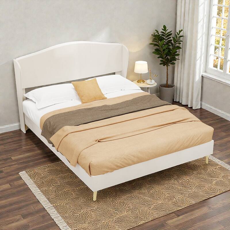 Velvet Upholstered Bed Frame with Tufted Headboard, Luxury Platform Bed for Master Bedroom