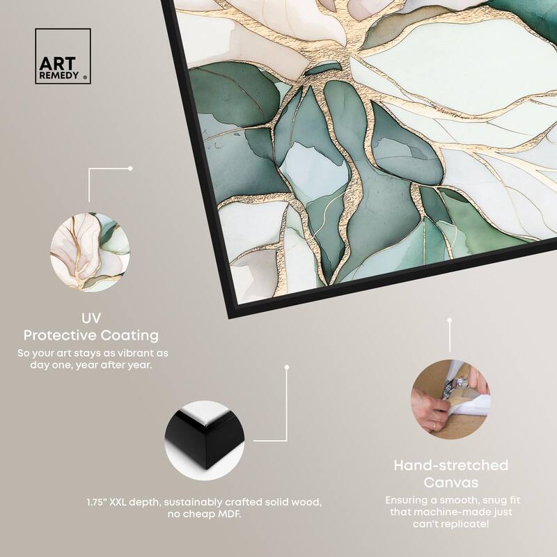 Pastel Leaves with Gold II Canvas by Art Remedy