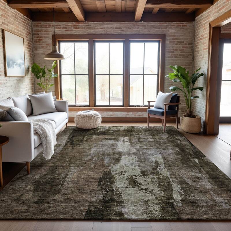 Premium Washable Super Soft Casual Contemporary Mayfield Rug - Brown - 8' x 10'