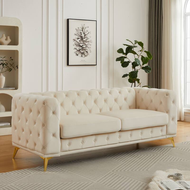 Modern Luxury Velvet Sofa with Chesterfield Quilted Button Accents