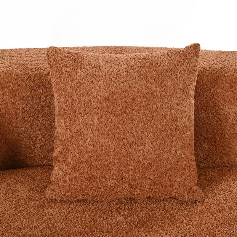 Modern Sectional Sofa with Curved Design, 2-Piece Chenille Modular Couch with 4 Pillows