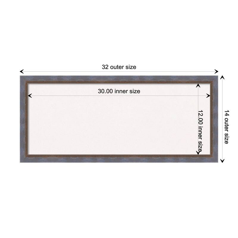 Two Tone Wood Framed White Corkboard Bulletin Board - Two Tone Blue Copper - Board Size 30x12