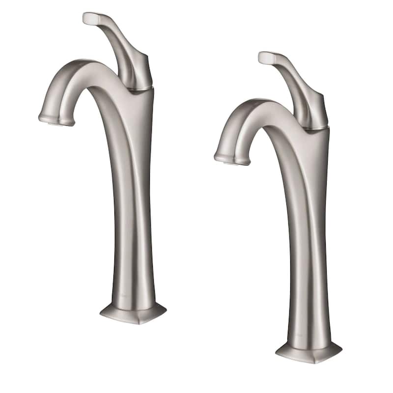 Kraus Pack of (2) Arlo 1.2 GPM Vessel Single Hole Bathroom Faucet with - Spot Free Brushed Nickel