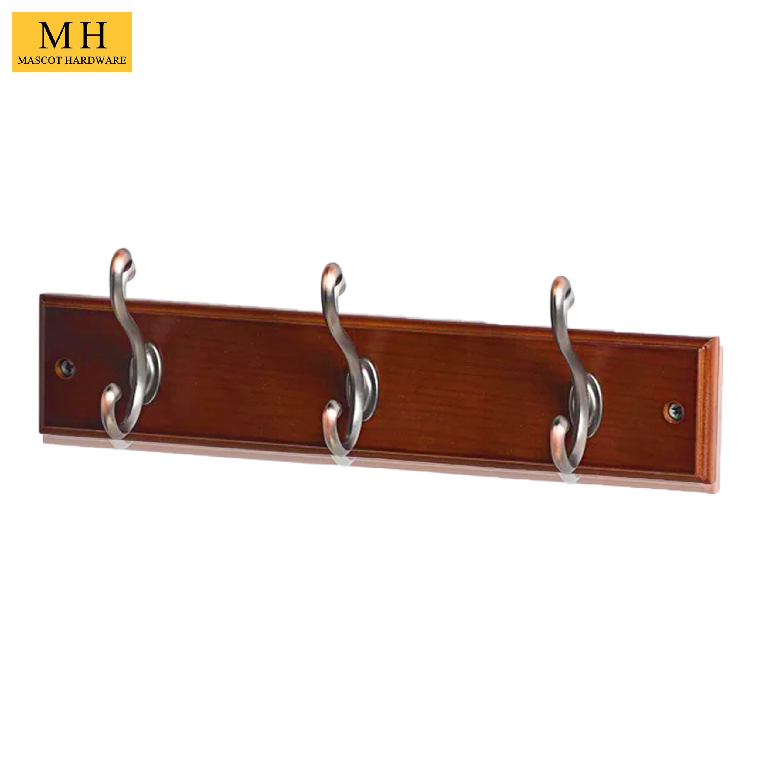 13-7/9 in. L Satin Nickel Scroll 3-Hooks on White Hook Rail