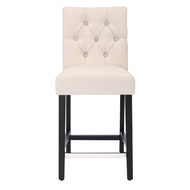 Carter 24" Classic Button Tufted Counter Stool Black Finished Legs