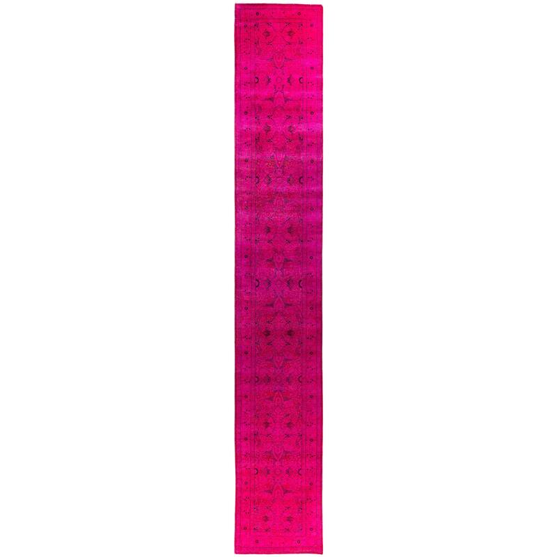 Overdyed One-of-a-Kind Hand-Knotted Runner Rug - Pink - 2' 6" x 16' 1"
