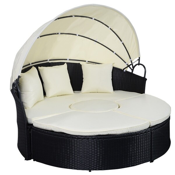 Shop 2-in-1 Outdoor Patio Rattan Round Retractable Canopy ...