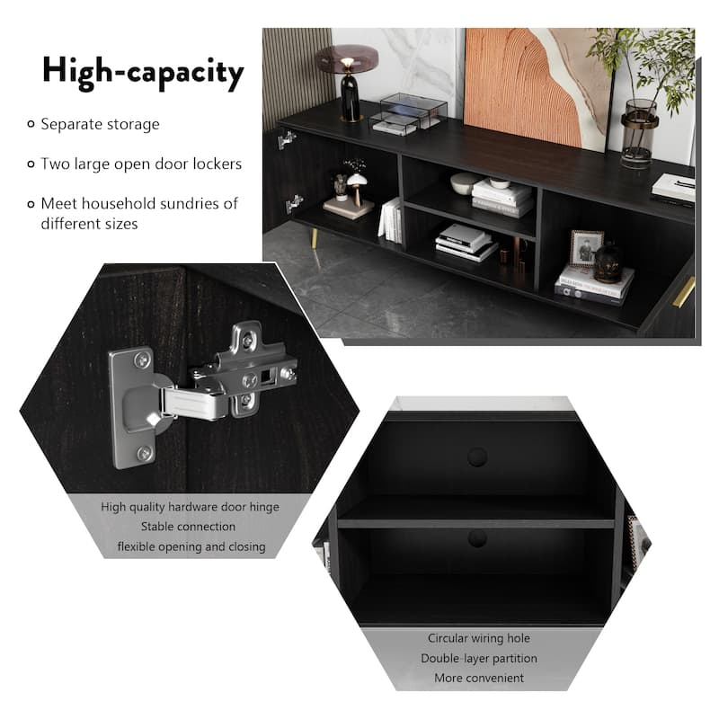 Timechee TV Stand for TVs up to 73"(Brown/White)