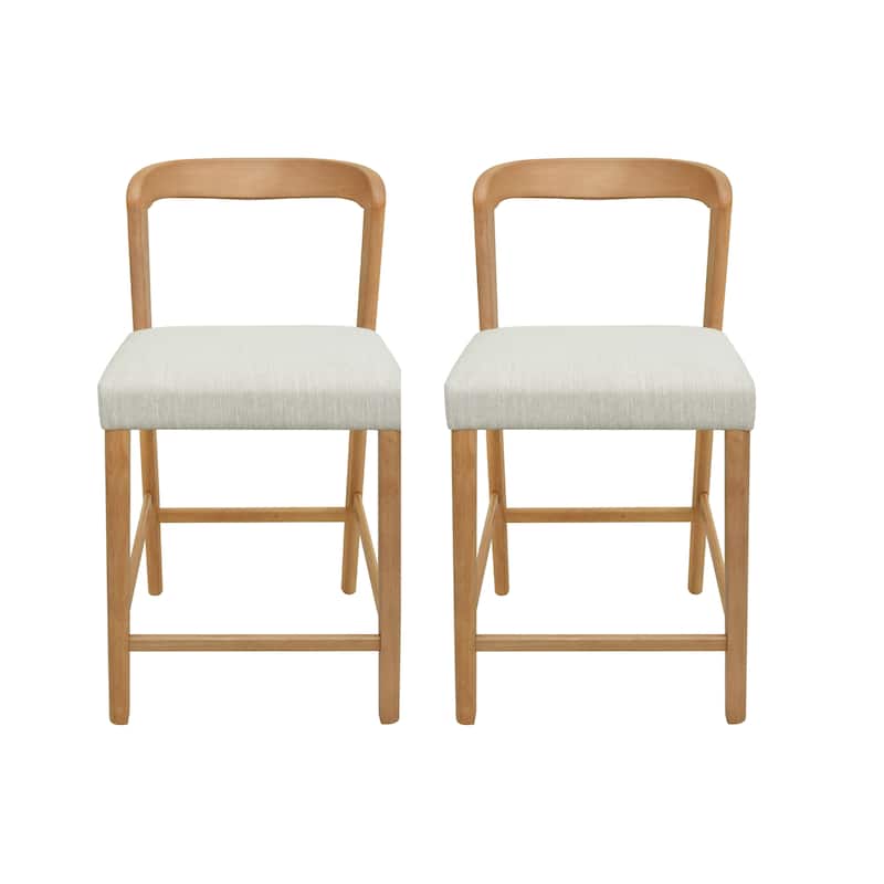 Christopher Knight Home - Nathair Rubberwood Fabric Counter Stools (Set of 2)
