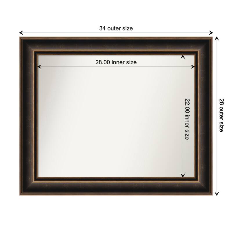 Villa Oil Rubbed Bronze Non-Beveled Wood Framed Bathroom Vanity Wall Mirror - Villa Oil Rubbed Bronze - Glass Size 28x22