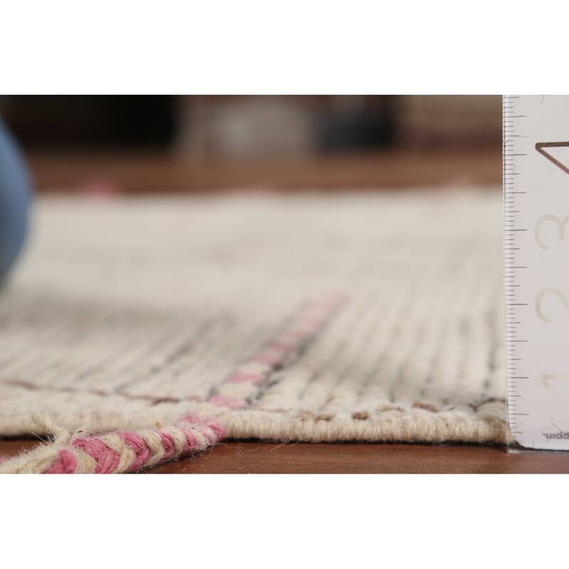 All-Over Ivory Moroccan Oriental Area Rug Hand-Knotted Wool Carpet - 4'9"x 8'9"