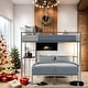 preview thumbnail 19 of 52, Industrial Minimalist Twin Over Full Metal Bunk Bed with Desk, Ladder and Quality Slats for Bedroom Silver