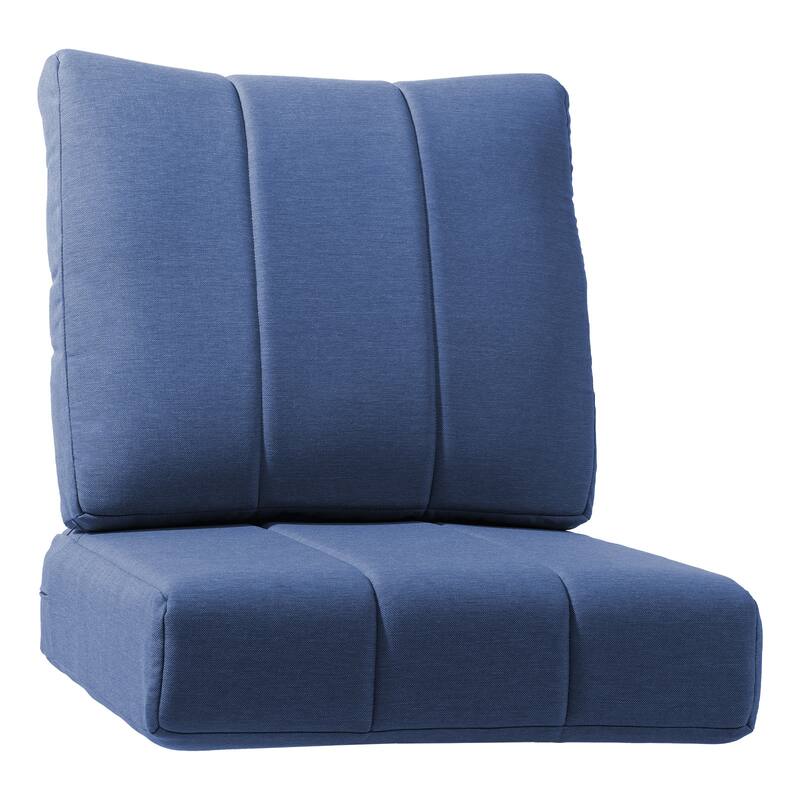 Gymojoy 24"x24"x6" Patio Thick Cushions & Pillows Set - Channel-Tufted Design Deep Seat Water & Fade Resistant Cushion Set - Blue - One Set