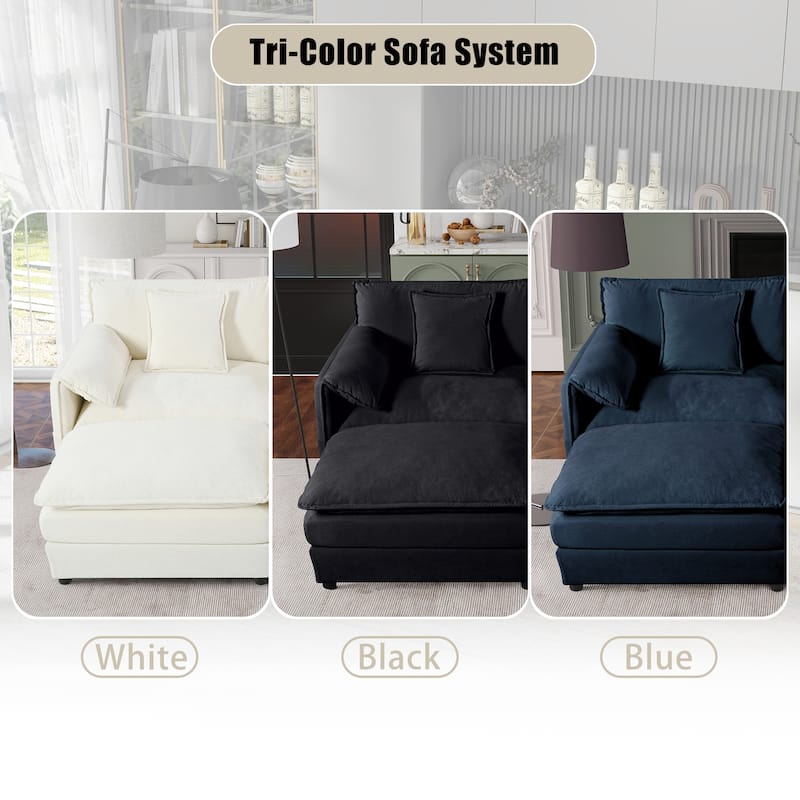 64" Oversized Chenille 2-Seater Sofa with DIY Combo & Storage Pockets