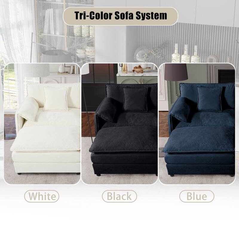 Modern Modular 3 Seat Sofa with Deep Dual Layer Cushions and Storage Pockets for Living Room and Guest Room