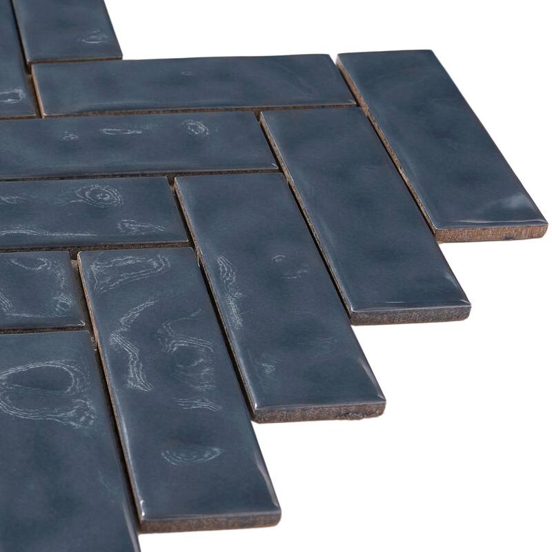 Forio 1.35" x 4.35" Herringbone Glossy Porcelain Mosaic Tile
