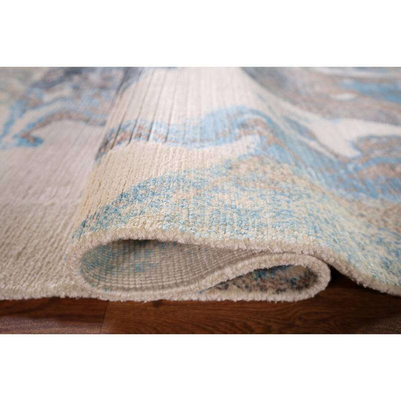 Striped Modern Abstract Foyer Rug Hand-Knotted Wool Carpet - 2'8" x 4'11"