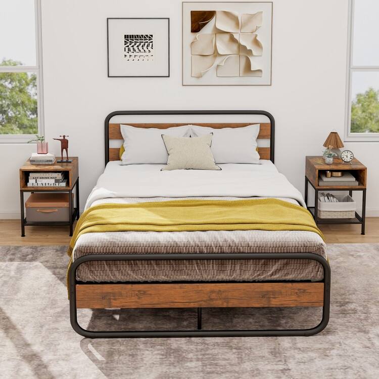 Metal Frame End Table with Storage Shelf for Bedroom and Office Use - 16" x 16" x 22.5"