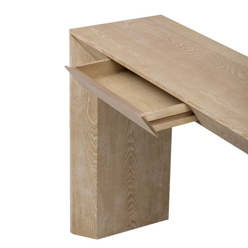 Farmhouse Console Table with 2 Concealed Drawers, Waterfall Edge Design Entryway Table Sofa Table with Thickened Legs