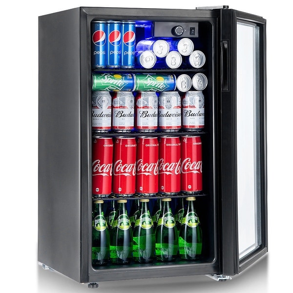 Gymax 120 Can Beverage Refrigerator Beer Wine Soda Drink Cooler Gymax 120 Can Beverage Refrigerator Beer Wine Soda Drink Cooler Mini Fridge Glass Door As