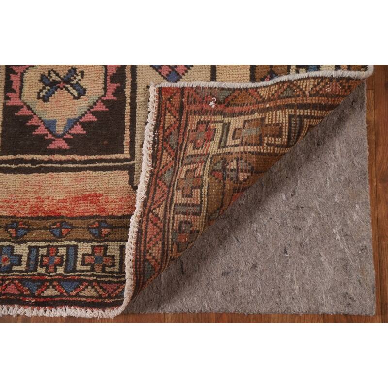 Tribal Ardebil Persian Vintage Runner Rug Handmade Orange Wool Carpet - 3'7" x 13'1"