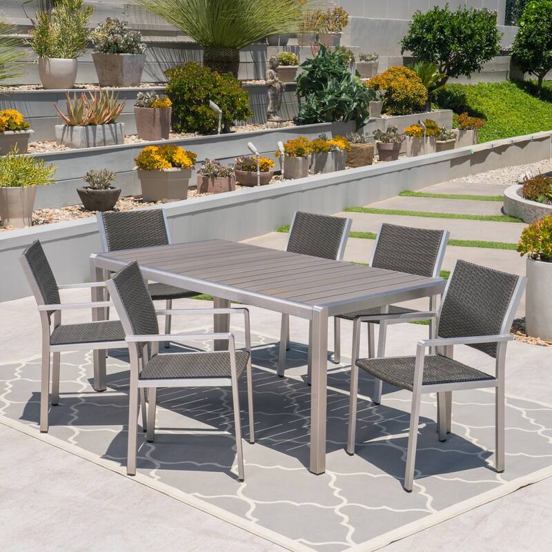 Cape Coral Outdoor 7-piece Aluminum Dining Set by Christopher Knight Home