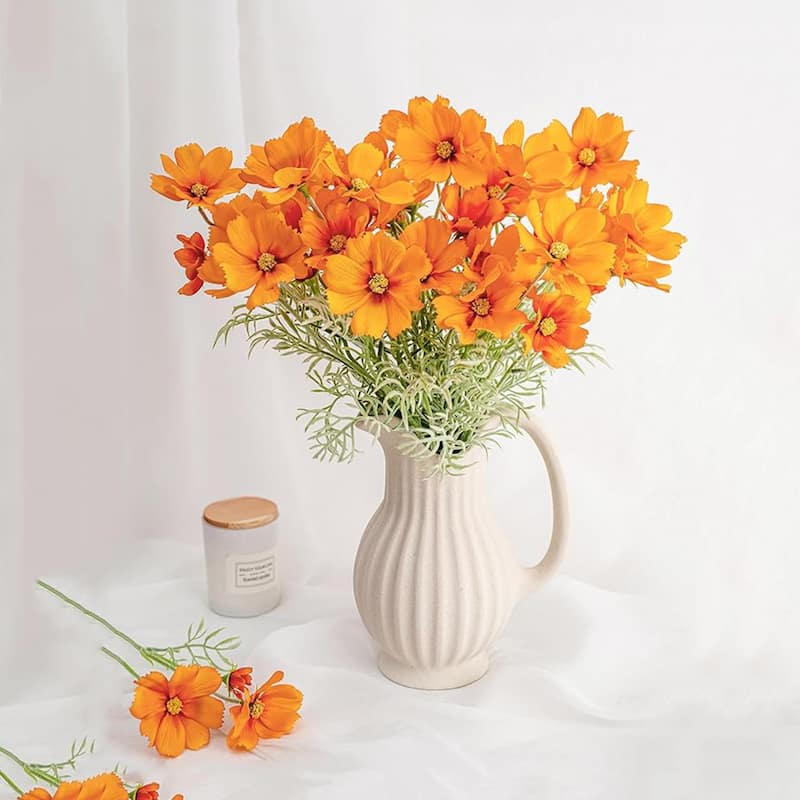 Orange Silk Decorative Artificial Cosmos Faux Flowers