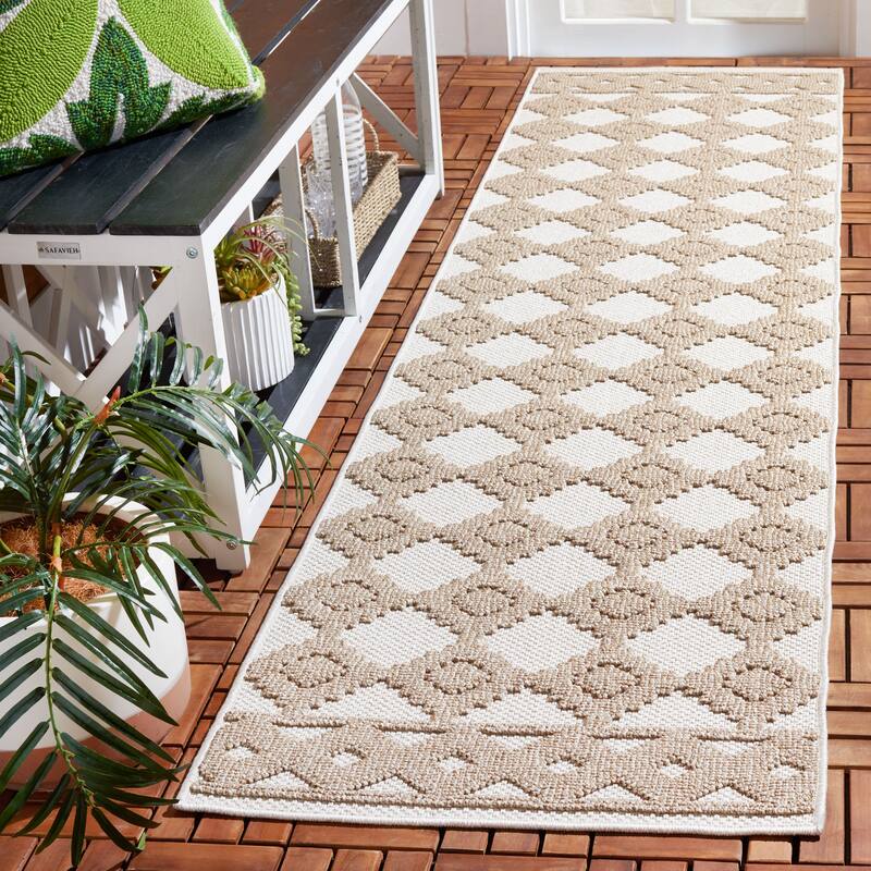 SAFAVIEH Global Sibila Indoor/Outdoor Waterproof Rug - 2'2" x 8' Runner - Beige/Brown